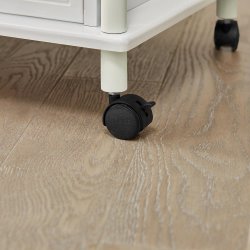 K�kkenvogn p� hjul, rullevogn med skab og hylder, hvid