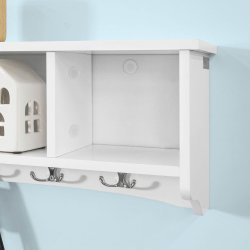 Knager�kke med 4 �bne rum og 5 dobbeltknager, hvid 73x16x24