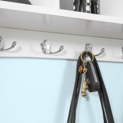 Knager�kke med 4 �bne rum og 5 dobbeltknager, hvid 73x16x24