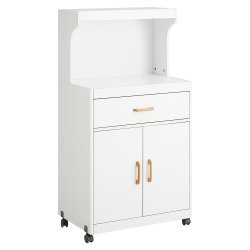 K�kkenvogn med hylde, skuffe, skab, k�kkenskab p� hjul, hvid