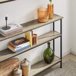 Konsolbord, smalt sidebord til entre og stue, brun 120x20x77