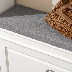 Skoskab, skob�nk med hynde, entreb�nk, hvid 75x24x51 cm