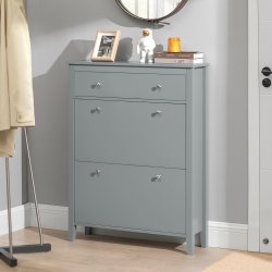 Skoskab med skuffe og rum til sko til entre, gr� 80x25x108