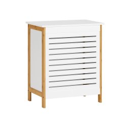 Vasket�jskurv i bambus og MDF, hvid og brun, 50x30x60