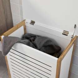 Vasket�jskurv i bambus og MDF, hvid og brun, 50x30x60