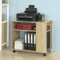 Sofabord med hylder - sidebord p hjul - lys brun 70x35x61