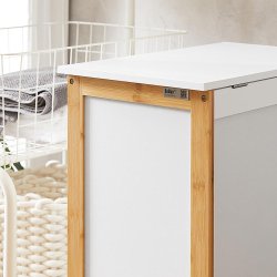 Vasket�jskurv i bambus og MDF, hvid og brun, 50x30x60