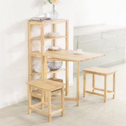 Reol med 5 hylder og udfoldeligt skrivebord, hj�rnebord, tr�