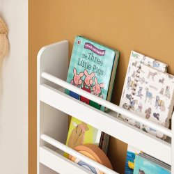 V�gh�ngt b�rnebogreol med hylder, v�greol til b�rn, hvid