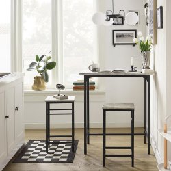 Barbord med skamler, barbordss�t, gr� beton look 80x50x87