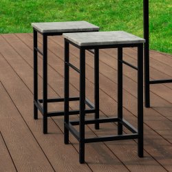 Barbord med skamler, barbordss�t, gr� beton look 100x60x87