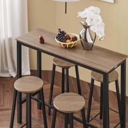 Barbord med 4 stole, komplet spisegruppe til k�kken - brun