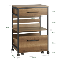 Kkkenvogn, mobil kkken med smart opbevaring, brun 60x45x90