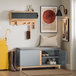 Skob�nk m. opbevaring, siddeb�nk og entreb�nk til entr�, gr�