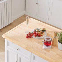 K�kken� p� hjul, k�kkenvogn med udtr�kkelig bordplade, hvid