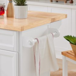 K�kken� p� hjul, k�kkenvogn med udtr�kkelig bordplade, hvid