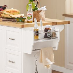 Kkkenvogn p hjul, kkken med skuffer og hylder, hvid