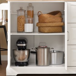 Kkkenvogn p hjul, kkken med skuffer og hylder, hvid