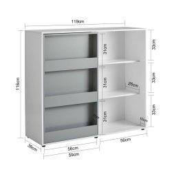 Bogreol med hylder, brnebogreol med hylder, hvid 119x39x116