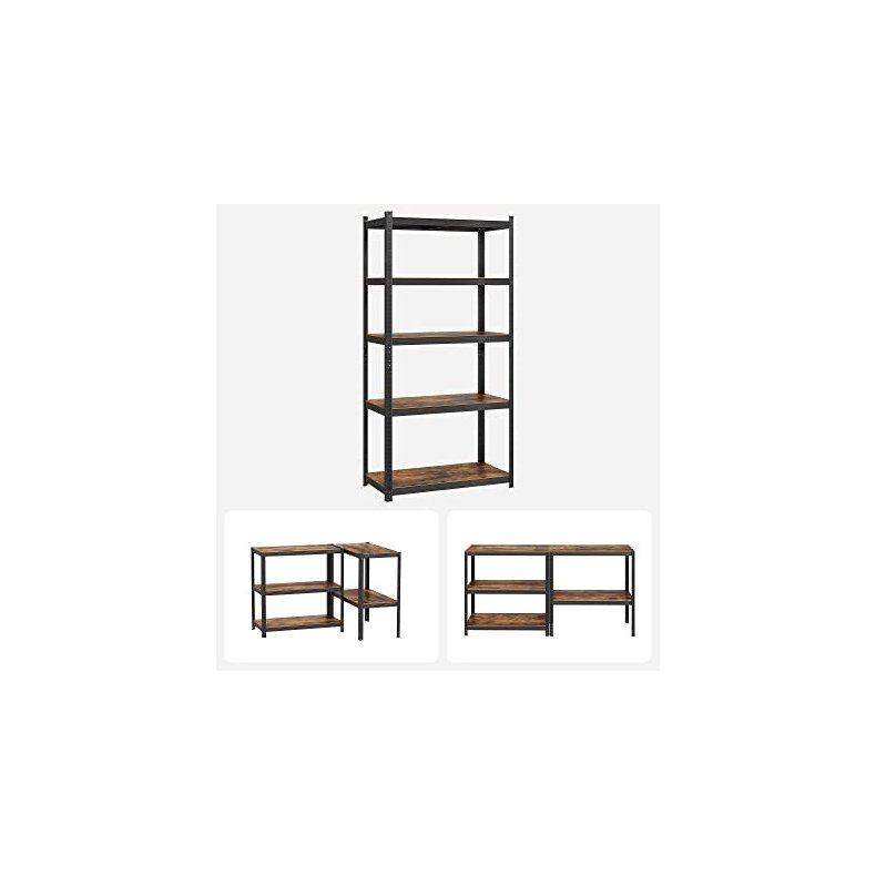 Stlreol med 5 hylder - lagerreol - sort reol 200 x 100 x 50