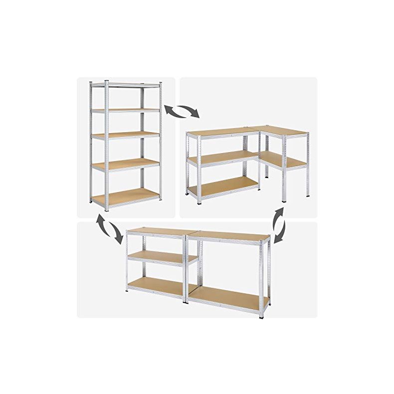 Stlreol med 5 hylder - delbar lagerreol - slv 200 x 100 x 50