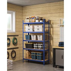 St�lreol med 5 hylder - lagerreol - bl� reol 200 x 120 x 60