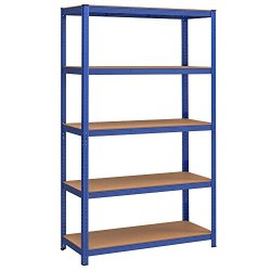 St�lreol med 5 hylder - lagerreol - bl� reol 200 x 120 x 60