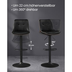 Barstole st af 2 - hje stole med rygln og fodsttte - sort