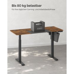 H�ve s�nkebord - elektrisk h�ve s�nke skrivebord - rustik brun 60x140