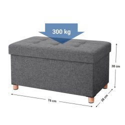 Bnk med kiste - siddebnk med opbevaring 76 x 38 x 38 - mrkegr