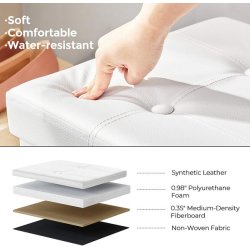 Entreb�nk - skammel med kiste 76 x 38 x 38 - hvid kunstl�der