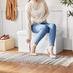 Entreb�nk - skammel med kiste 76 x 38 x 38 - hvid kunstl�der