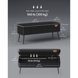 Opbevaringsb�nk - siddeb�nk - sort kunstl�der 40 x 120 x 45