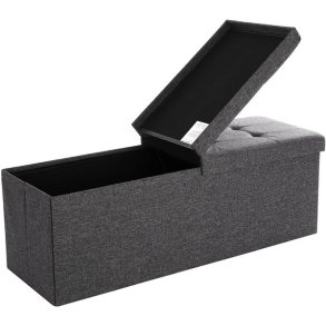 Entrebnk - siddebnk med kiste 110 x 38 x 38 - mrkegr stof