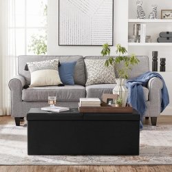 Entrebnk - siddebnk med kiste 110 x 38 x 38 - sort kunstlder