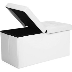 Entrebnk - siddebnk med kiste 76 x 38 x 38 - hvid kunstlder