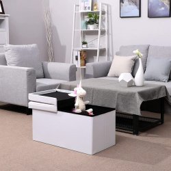 Entrebnk - siddebnk med kiste 76 x 38 x 38 - hvid kunstlder