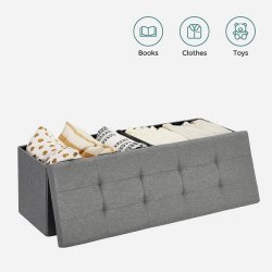 Entreb�nk - siddeb�nk med kiste 110 x 38 x 38 - lysegr� stof