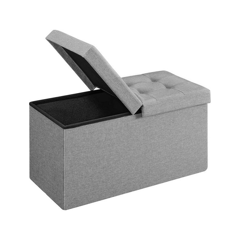 Entreb�nk - siddeb�nk med kiste 76 x 38 x 38 - lysegr� stof