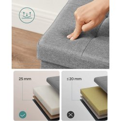 Entreb�nk - siddeb�nk med kiste 76 x 38 x 38 - lysegr� stof