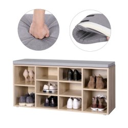 Skobnk - siddebnk med skohylder - entrebnk med skorum - brun