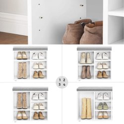 Skobnk - siddebnk med skohylder - entrebnk med skorum - hvid