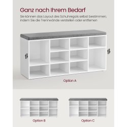 Skobnk - siddebnk med skohylder - entrebnk med skorum - hvid