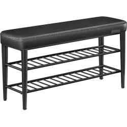 Skob�nk - siddeb�nk med skohylder - sort 30 x 100 x 50