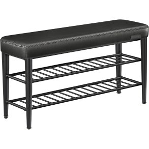 Skob�nk - siddeb�nk med skohylder - sort 30 x 100 x 50