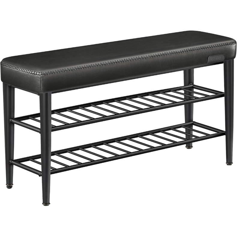 Skob�nk - siddeb�nk med skohylder - sort 30 x 100 x 50