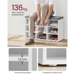 Skobnk - siddebnk med skohylder - entrebnk med skorum - hvid