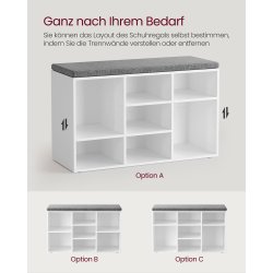 Skobnk - siddebnk med skohylder - entrebnk med skorum - hvid
