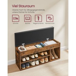 Skobnk - siddebnk med skohylder - entrebnk - rustik brun 100x30