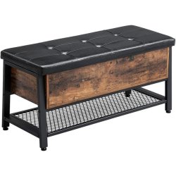 Skobnk med skohylde  - siddebnk med opbevaring - rustik brun